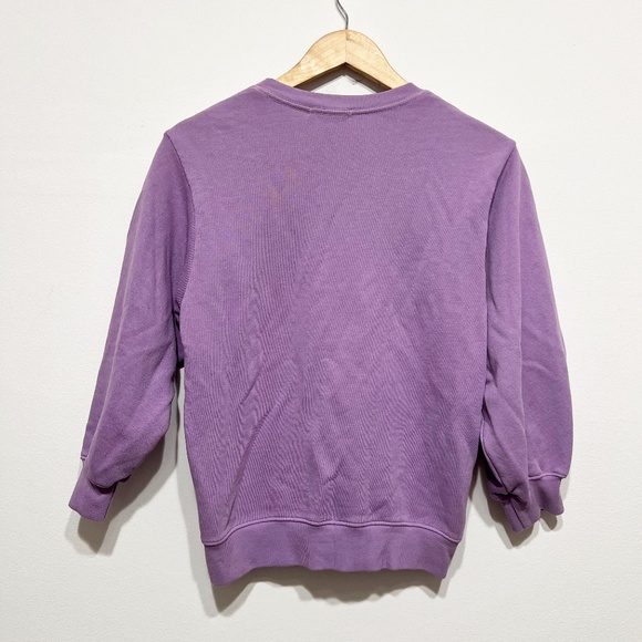Agolde Thora Balloon Sleeve Cotton Terry Crew Neck Pullover Sweatshirt Purple XS - Picture 4 of 4